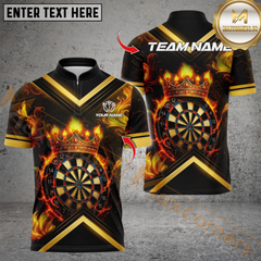 Maxcorners Premium Golden Dartboard With Crown Darts Multioptions Personalized Name, Team Name Unisex 3D Shirts