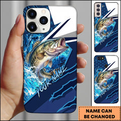 Maxcorners Bass Dynamic Lightning Slash Blue White Sport Design Personalized Name Phone Case