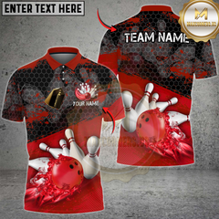 Maxcorners Bowling Splash Multicolor Customized Name, Team Name 3D Shirts