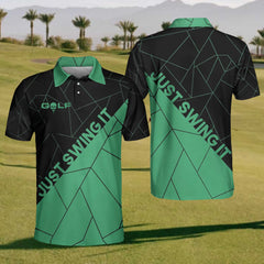 Maxcorners Just Swing It Mens Golf Polo Shirt, Mens Golf Gift, Mens Golf Shirt