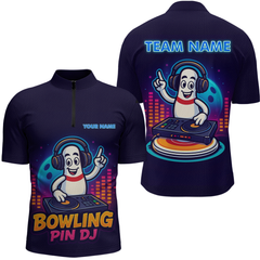 Maxcorners Funny Bowling Pins Music Shirt Custom Neon Bowling Jersey for Men Polo & 1/4 Zip Bowling Gift LM1610