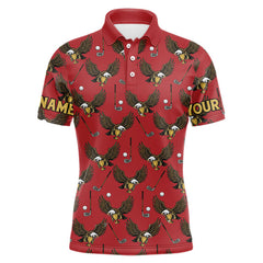 Maxcorners Golf Polo Shirts, Eagle Mens Golf Polo Shirts Custom Name Red Golf Shirts For Men, Golf Gifts TU2912