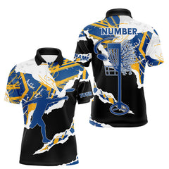 Maxcorners Mens Disc Golf Polo Shirt Custom Name Navy Blue Camo Disc Golf Basket Shirt Team Disc Golf Jersey LM1112