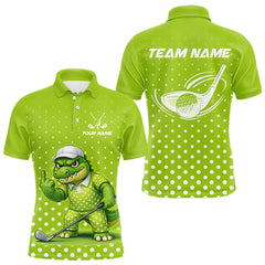 Maxcorners Funny Alligator Golf Polo Shirt For Men Custom Name Green Mens Golf Apparel Funny Golf Gifts TU0501