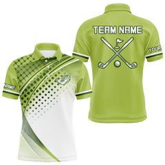 Maxcorners Mens Golf Polo Shirt Custom Name Green And White Golf Shirts For Team Personalized Golf Gifts TU2912