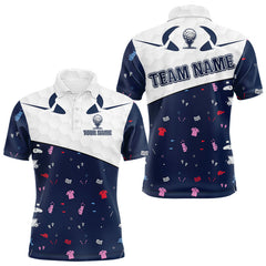 Maxcorners Mens Golf Polo Shirt Custom Name Funny Blue White Golf Ball Pattern Men Golf Wear Top For Team LM1112