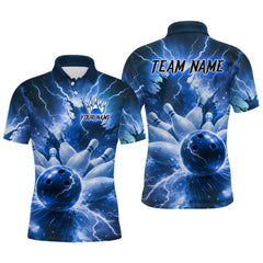 Maxcorners Blue Lightning Thunder Bowling Shirts Yellow for Team Women Men Bowling Jersey