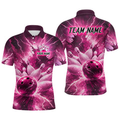 Maxcorners Pink Lightning Thunder Bowling Shirts Yellow for Team Women Men Bowling Jersey
