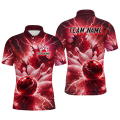 Maxcorners Red Lightning Thunder Bowling Shirts Yellow for Team Women Men Bowling Jersey