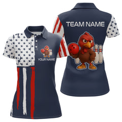 Maxcorners Patriotic Turkey Bowling Shirts for Women Men Team Bowling Jerseys for Thanksgiving LM0910