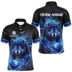 Maxcorners Custom Wolf Flaming Bowling Shirts for Team Women Men Bowling Polo&1/4 Zip Shirt LM1812