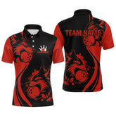 Maxcorners Red Wolf Bowling Shirts for Team Men Women Custom Wolf Bowling Jerseys for Couples MT0111