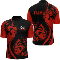 Maxcorners Red Wolf Bowling Shirts for Team Men Women Custom Wolf Bowling Jerseys for Couples MT0111