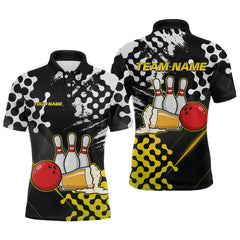 Maxcorners Yellow Beer Bowling Shirts for Team Women Men Beer Bowling Polo&1/4 Zip Bowl League TU3012
