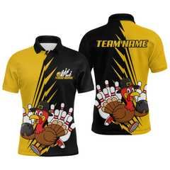 Maxcorners Yellow Turkey Bowling Shirts for Women Men Team Custom Bowling Jerseys Thanksgiving LM0910