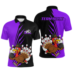 Maxcorners Purple Turkey Bowling Shirts for Women Men Team Custom Bowling Jerseys Thanksgiving LM0910