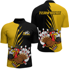Maxcorners Yellow Turkey Bowling Shirts for Women Men Team Custom Bowling Jerseys Thanksgiving LM0910