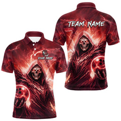 Maxcorners Red Bowling Shirts for Team Women Men Custom Death Bowling Jersey Bowl League