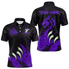 Maxcorners Purple Wolf Bowling Shirts for Team Men Women Custom Bowling Jerseys for Bowlers TU0812
