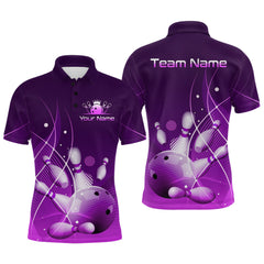 Maxcorners Custom Purple Bowling Jersey for Men Bowling Uniform Bowling Team Shirts Polo & 1/4 Zip LM1112