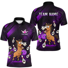 Maxcorners Custom Purple Funny Horse Bowling Jersey for Men Bowling Team Shirts Bowling Tourament TU2212