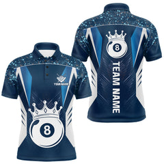 Maxcorners Navy Blue 8 Ball Crown Billiard Shirts for Men Custom Billiard League Team Shirts Polo & 1/4 Zip