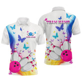 Maxcorners Custom Colorful Butterfly Bowling Jersey for Men Bowling Team Shirts Bowling League Polo & 1/4 Zip LM1112
