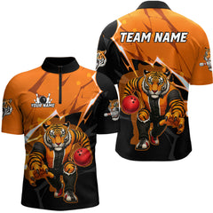 Maxcorners Custom Tiger Bowling Jersey for Men Bowling Uniform Polo & 1/4 Zip Bowling Team Shirts MT1511