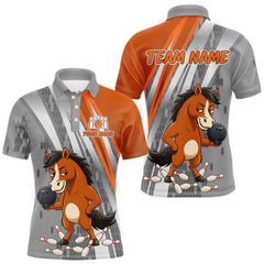 Maxcorners Custom Funny Horse Bowling Jersey for Men Bowling Team Shirts Bowling League Polo & 1/4 Zip LM1812