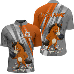 Maxcorners Custom Funny Horse Bowling Jersey for Men Bowling Team Shirts Bowling League Polo & 1/4 Zip LM1812