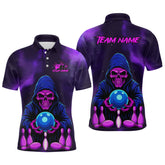 Maxcorners Custom Purple Grim Reaper Bowling Jersey for Men Bowling Team Shirts Polo & 1/4 Zip LM1610