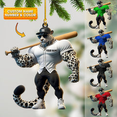 Maxcorners Baseball Leopard Christmas Ornament, Personalized Ornament 2D Flat LM2211