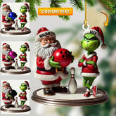 Maxcorners Bowling Santa And ELF Home Decor Christmas Ornament, Personalized Ornament 2D Flat LM2211