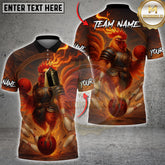 Maxcorners Bowling Flaming Rooster Warrior Multicolor Customized Name, Team Name 3D Shirts