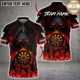 Maxcorners Darts Flaming Skull Dark Fire Style Multicolor Customized Name, Team Name 3D Shirt