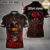 Maxcorners Darts Skull Top Hat Roses Gothic Style Multicolor Customized Name, Team Name 3D Shirt