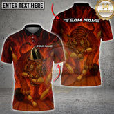 Maxcorners Bowling Blazing Strike Tiger Multicolor Customized Name, Team Name 3D Shirts