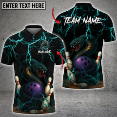 Maxcorners Angry Snake Ball And Pins Thunder Lightning Multicolor Customized Name, Team Name 3D Shirts