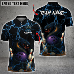 Maxcorners Angry Snake Ball And Pins Thunder Lightning Multicolor Customized Name, Team Name 3D Shirts