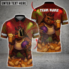 Maxcorners Beer Boar Bowling Champion Multicolor Customized Name, Team Name 3D Shirts