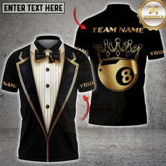 Maxcorners Billiards Luxury Tuxedo 8 Ball Crown Personalized Name 3D Unisex Shirt