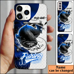 Maxcorners Catfish Fishing Dark Blue Skin Sport Personalized Name Phone Case LM1812