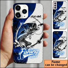 Maxcorners Bass Fishing Dark Blue Skin Sport Personalized Name Phone Case LM1812