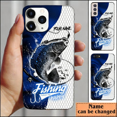 Maxcorners Crappie Fishing Dark Blue Skin Sport Personalized Name Phone Case LM1812