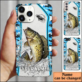 Maxcorners Crappie Fishing Light Blue Camo Sport Personalized Name Phone Case LM1812
