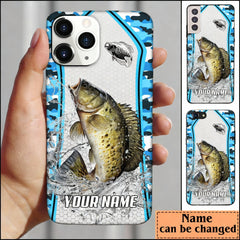 Maxcorners Crappie Fishing Light Blue Camo Sport Personalized Name Phone Case LM1812