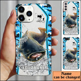 Maxcorners Catfish Fishing Light Blue Camo Sport Personalized Name Phone Case LM1812