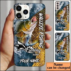 Maxcorners Walleye Fishing Skin Seawave Personalized Name Phone Case LM1812