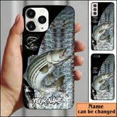 Maxcorners Classic Striped Bass Fishing Skin Personalized Name Phone Case LM1812