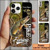Maxcorners Pike Fishing Jungle Camo Personalized Name Phone Case LM1812